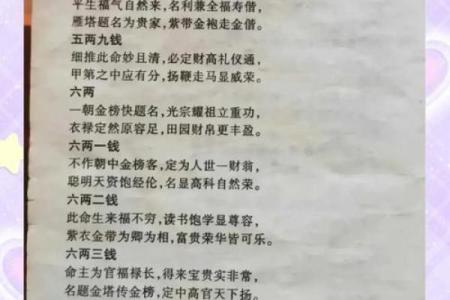 称骨算命男女详细对照表